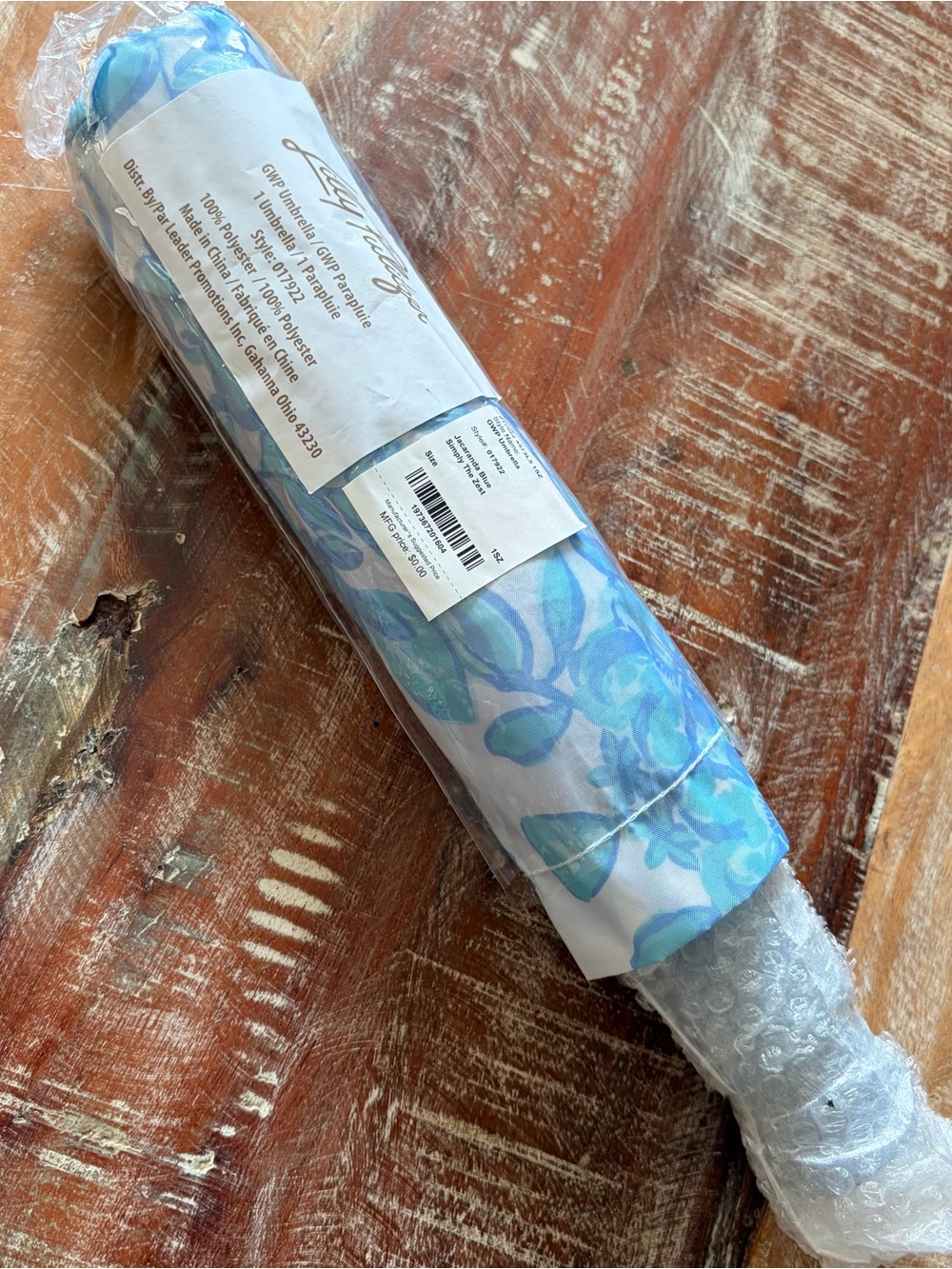 Lilly Pulitzer "Jacaranda Blue Simply The Zest" Travel Umbrella - Picture 2 of 3
